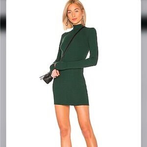 Forest Green Mock Neck Long Sleeve Mini Dress